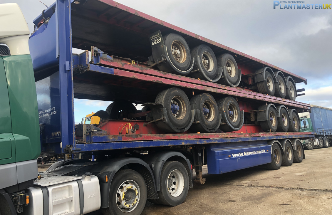 Stack of 5 x13.6 metre triaxle flat Trailors BPW a for sale on Plantmaster UK County Durham England United Kingdom
