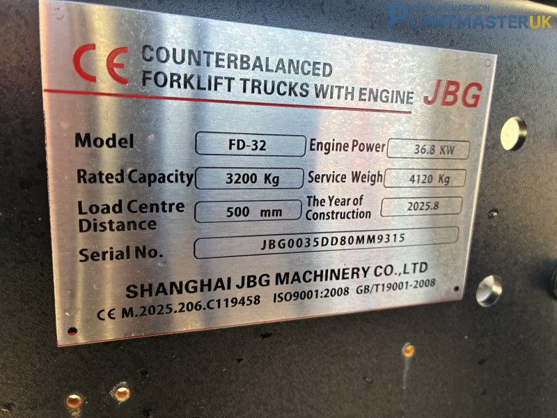JBG 3.2 Ton Diesel Forklift choice of 6 units availablfor sale on Plantmaster UK